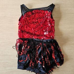Weissman NWOT child large black red dance costume jazz tap solo